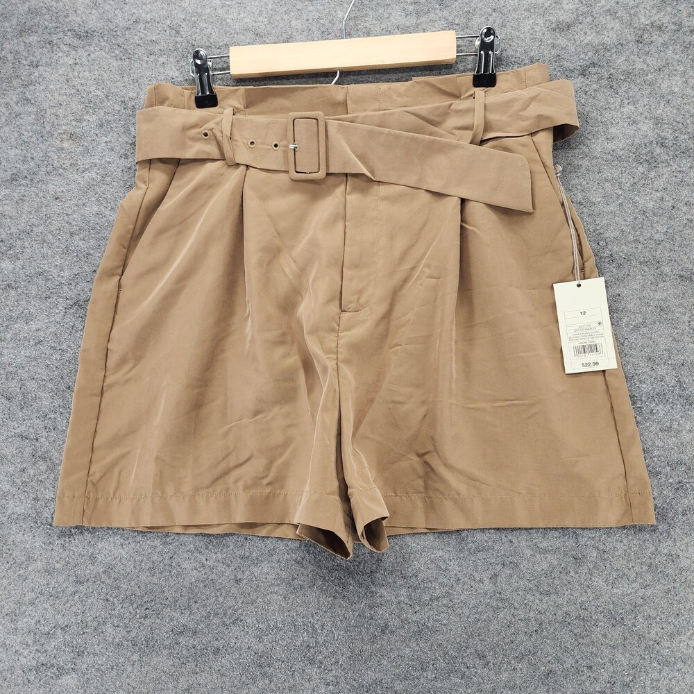 ANA A New Day Shorts Womens 12 Brown Paperbag Pleated High Rise